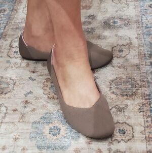 Women's Taupe Knit Slip-On Flats with Easy On/Off Design